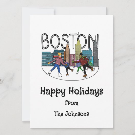 Prettig kerstfeest vanuit Boston Feestdagenkaart (Voorkant)