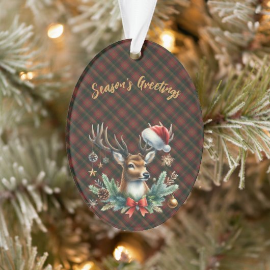 Prettig kerstfeest vanuit Canada Schotse plaid ker Ornament (Boom)