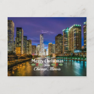 Prettig kerstfeest vanuit Chicago, IL Feestdagenkaart