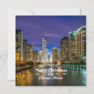 Prettig kerstfeest vanuit Chicago, IL Feestdagenkaart