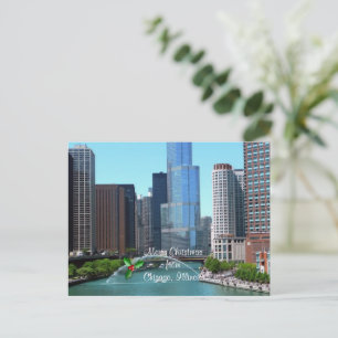 Prettig kerstfeest vanuit Chicago Illinois Feestdagenkaart