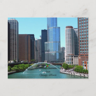 Prettig kerstfeest vanuit Chicago Illinois Feestdagenkaart