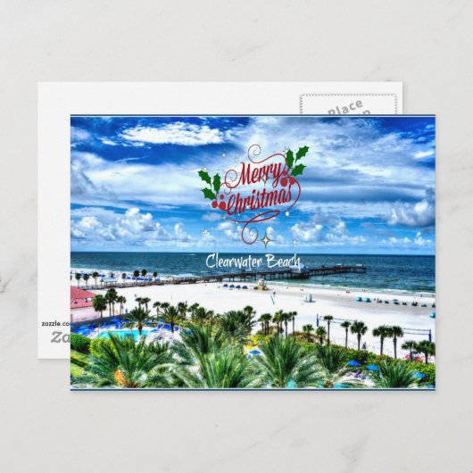 Prettig kerstfeest vanuit Clearwater Beach, Florid Briefkaart (Voorkant / Achterkant)