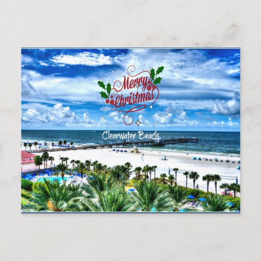 Prettig kerstfeest vanuit Clearwater Beach, Florid Briefkaart (Voorkant)