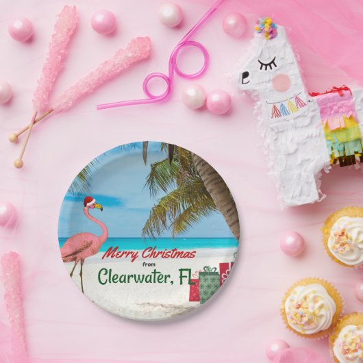 Prettig kerstfeest vanuit Clearwater, FL Papieren Bordje (Feest)