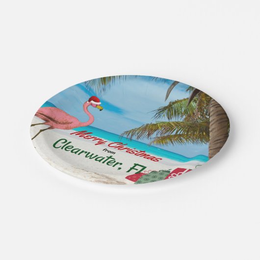 Prettig kerstfeest vanuit Clearwater, FL Papieren Bordje (Gekanteld)