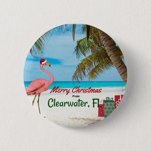 Prettig kerstfeest vanuit Clearwater, FL Ronde Button 5,7 Cm