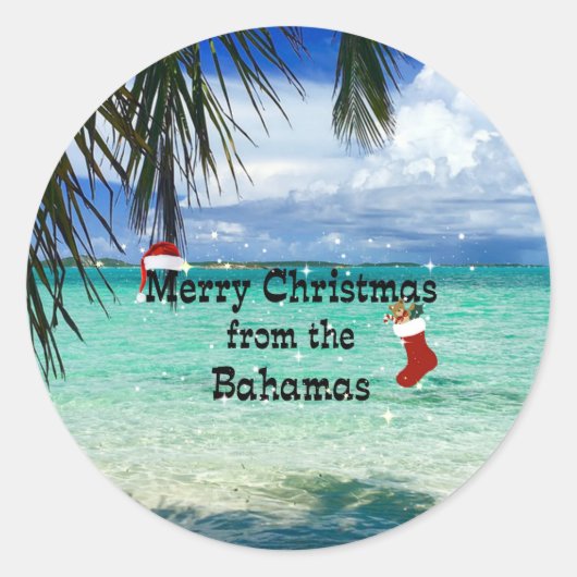 Prettig kerstfeest vanuit de Bahama's Ronde Sticker (Voorkant)