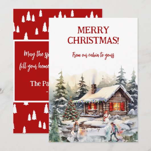 Prettig kerstfeest vanuit de Cabin Flat Kerstkaart (Voorkant / Achterkant)