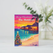 Prettig kerstfeest vanuit de Malediven Paradise Tr Briefkaart (Staand voorkant)