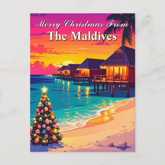 Prettig kerstfeest vanuit de Malediven Paradise Tr Briefkaart (Voorkant)