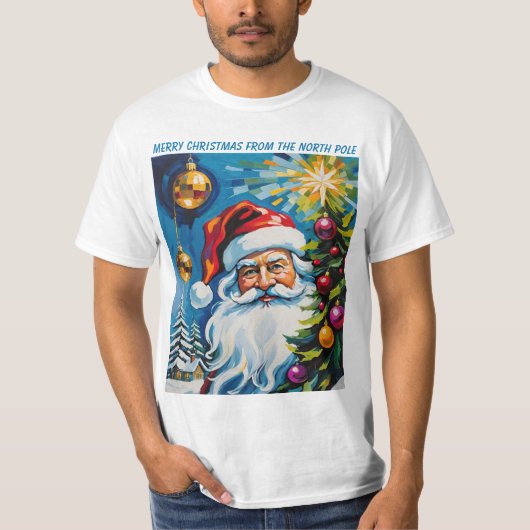 Prettig kerstfeest vanuit de Noordpool Kerstman T-shirt (Voorkant)