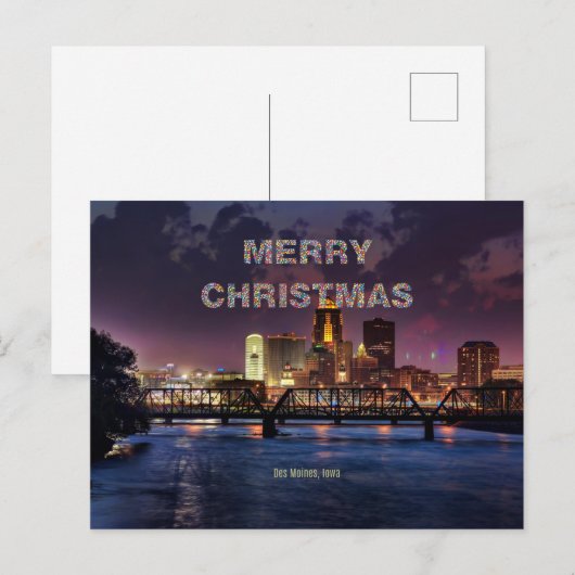 Prettig kerstfeest vanuit Des Moines Briefkaart (Voorkant / Achterkant)