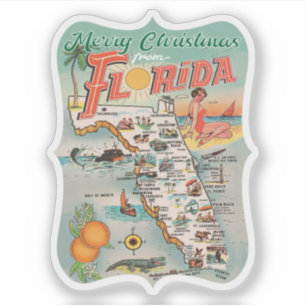 Prettig kerstfeest vanuit Florida Retro Sticker