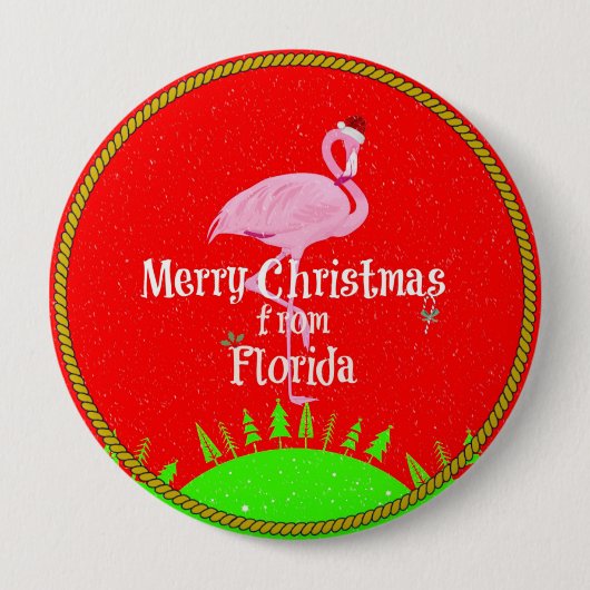 Prettig kerstfeest vanuit Florida, Ronde Button 4,0 Cm (Voorkant)