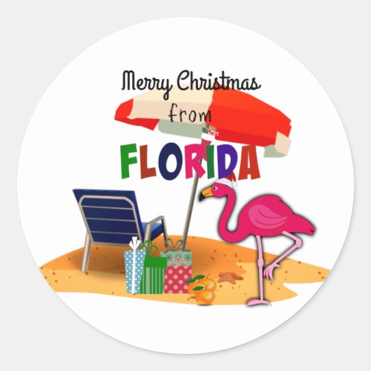 Prettig kerstfeest vanuit Florida Ronde Sticker (Voorkant)