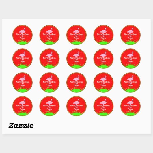 Prettig kerstfeest vanuit Florida, Ronde Sticker (Vel)