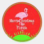 Prettig kerstfeest vanuit Florida, Ronde Sticker (Voorkant)