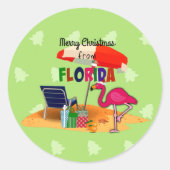 Prettig kerstfeest vanuit Florida Ronde Sticker (Voorkant)