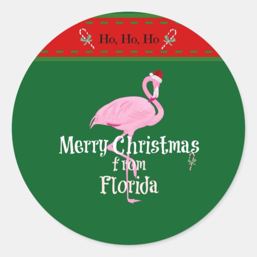 Prettig kerstfeest vanuit Florida Ronde Sticker (Voorkant)