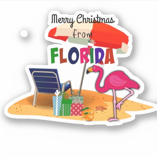 Prettig kerstfeest vanuit Florida Sticker (Voorkant)