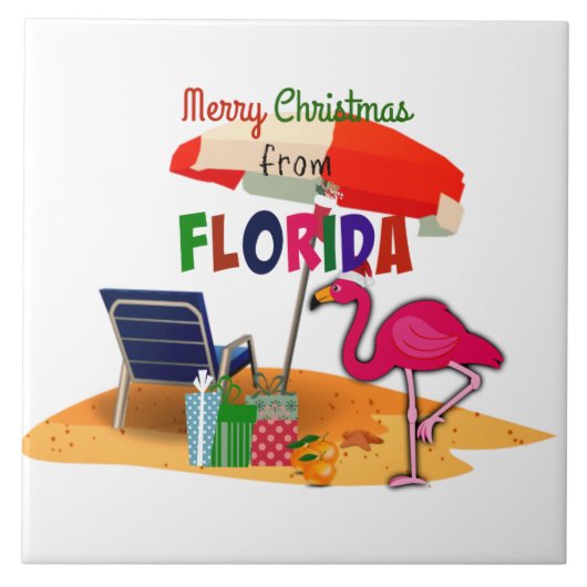 Prettig kerstfeest vanuit Florida Tegeltje (Voorkant)