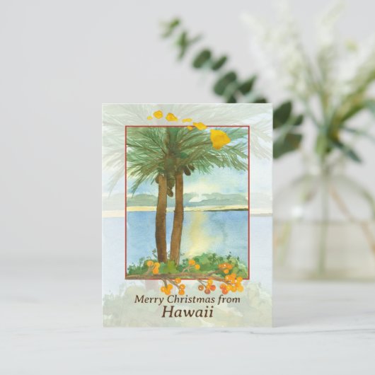 Prettig kerstfeest vanuit Hawaii Oceaan Zonsopgang Feestdagenkaart (Staand voorkant)