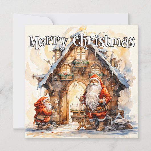 Prettig kerstfeest vanuit het werkplaats van de Ke Feestdagenkaart (Voorkant)