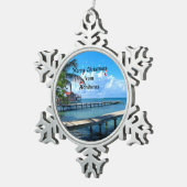 Prettig kerstfeest vanuit Honduras Tin Sneeuwvlok Ornament (Rechts)