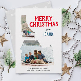 Prettig kerstfeest vanuit Idaho Twee foto's Feestdagenkaart