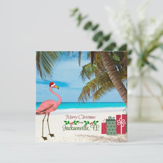 Prettig kerstfeest vanuit Jacksonville, FL Feestdagenkaart (Staand voorkant)