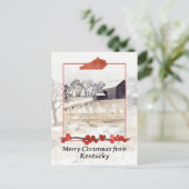 Prettig kerstfeest vanuit Kentucky Farm Winter Sno Feestdagenkaart (Staand voorkant)