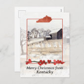 Prettig kerstfeest vanuit Kentucky Farm Winter Sno Feestdagenkaart (Voorkant / Achterkant)