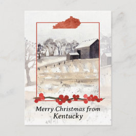 Prettig kerstfeest vanuit Kentucky Farm Winter Sno Feestdagenkaart
