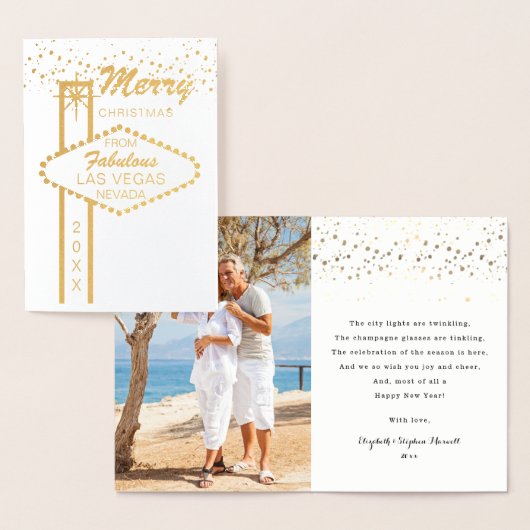 Prettig kerstfeest vanuit Las Vegas Foto Foliekaar Folie Kaarten (Display)