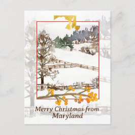 Prettig kerstfeest vanuit Maryland Farm Winter Tre Feestdagenkaart