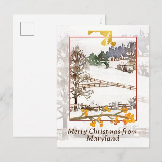 Prettig kerstfeest vanuit Maryland Farm Winter Tre Feestdagenkaart (Voorkant / Achterkant)