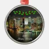 Prettig kerstfeest vanuit Miami, Florida Metaal Or Metalen Ornament (Voorkant)