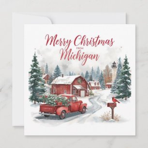 Prettig kerstfeest vanuit Michigan – Knus winter Feestdagenkaart
