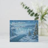 Prettig kerstfeest vanuit Niagara Falls Winter Ans Briefkaart (Staand voorkant)