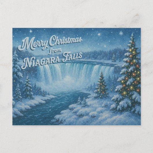 Prettig kerstfeest vanuit Niagara Falls Winter Ans Briefkaart (Voorkant)