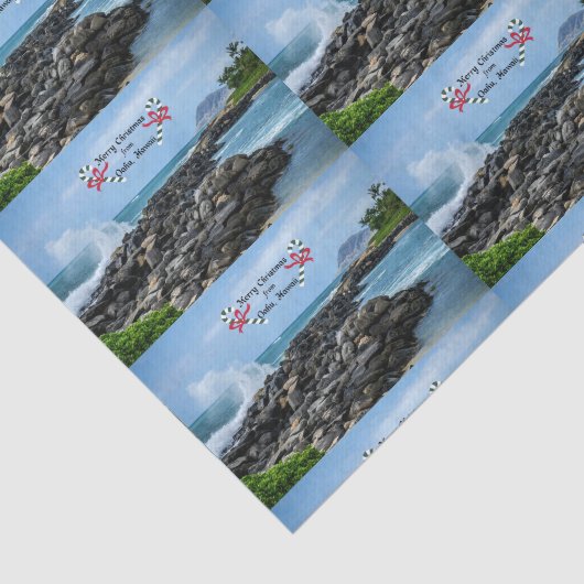 Prettig kerstfeest vanuit Oahu, Hawaï Tissuepapier (Detail)