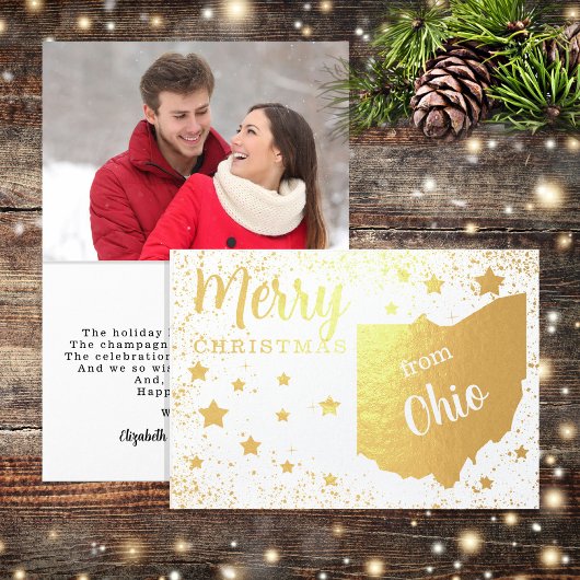 Prettig kerstfeest vanuit Ohio State-foto Folie Kaarten