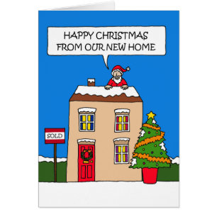 Prettig kerstfeest vanuit ons nieuwe huis Cartoon