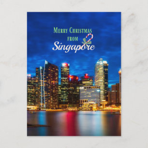 Prettig kerstfeest vanuit Singapore Briefkaart