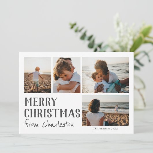 Prettig kerstfeest vanuit stad of locatie foto kaa kaart (Staand voorkant)