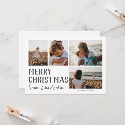 Prettig kerstfeest vanuit stad of locatie foto kaa kaart (Voorkant / Achterkant in situ)