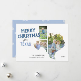 Prettig kerstfeest vanuit Texas Drie foto kerstkaa Feestdagenkaart