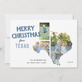 Prettig kerstfeest vanuit Texas Drie foto kerstkaa Feestdagenkaart