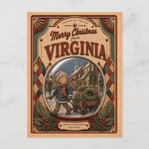 Prettig kerstfeest vanuit Vermont Vintage Sneeuwbo Feestdagenkaart